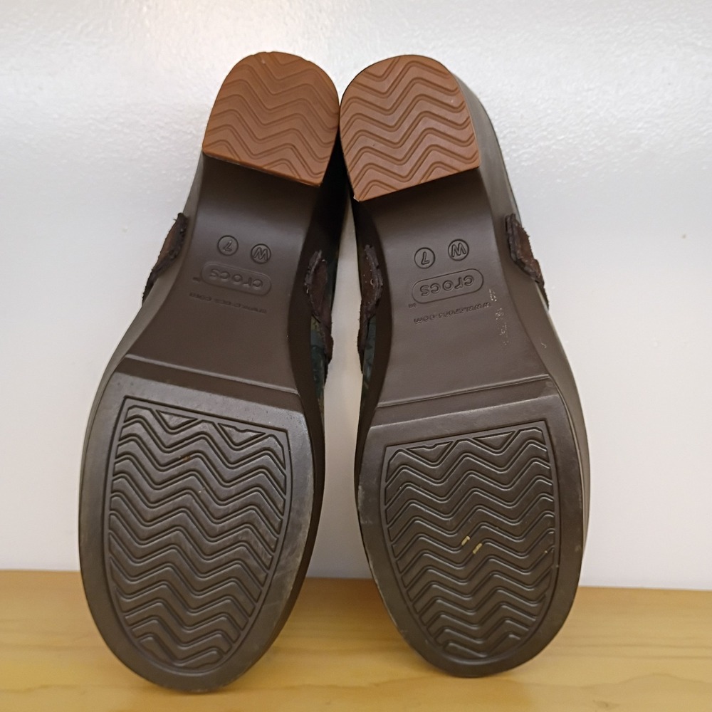 Crocs Dual Comfort Womens Clogs Shoes Brown/Floral Heels Mules Slip On Size 7 - Picture 10 of 11